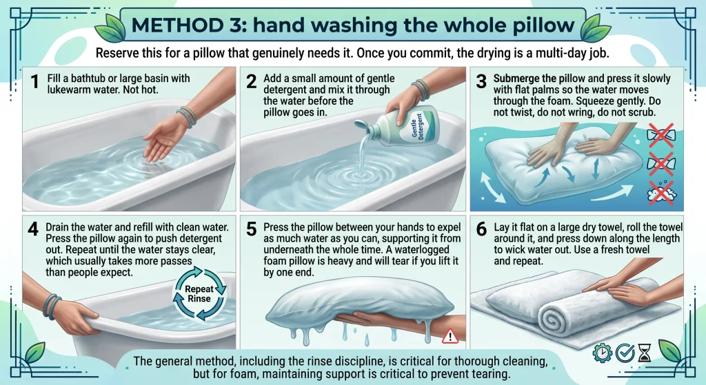 hand washing the whole pillow